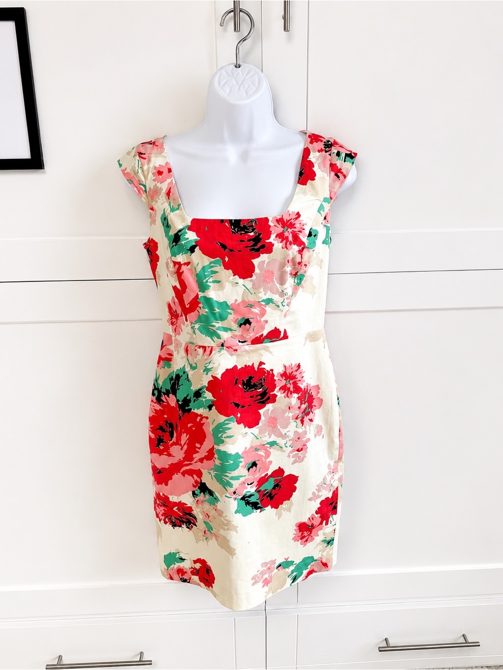 Ann Taylor Floral Sheath Dress (Size 0) Pink & Green Spring/Summer 🌺